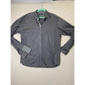 Ted Baker Shirt Mens Size 17.5 Gray London Archive Flip Cuff Career Office